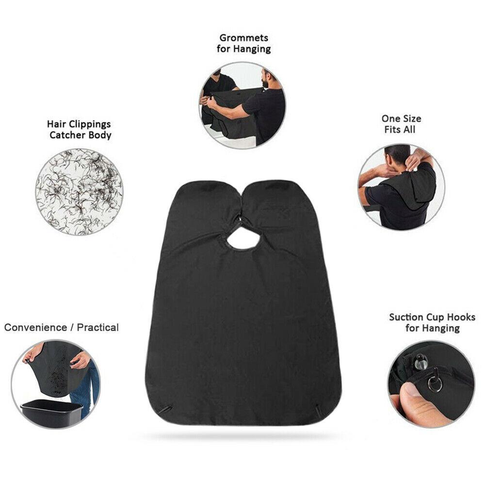 Black Beard Apron Hair Clippings Catcher Grooming Bib Black Beard Apron Hair Clippings Catcher Grooming Bib